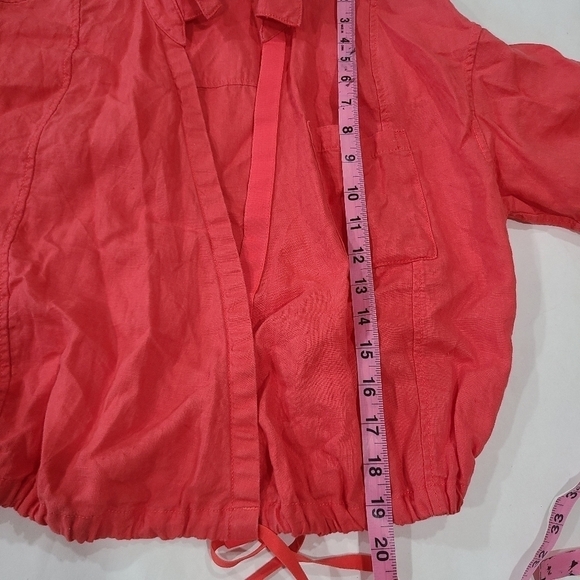 Athleta Playa Linen Set Top & Wide Leg Crop Pants Passionfruit Coral Small 6 S - Picture 9 of 16